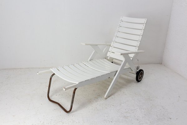 Beech Transat Deck Chair or Patio Lounger, France, 1960-RIU-1263702