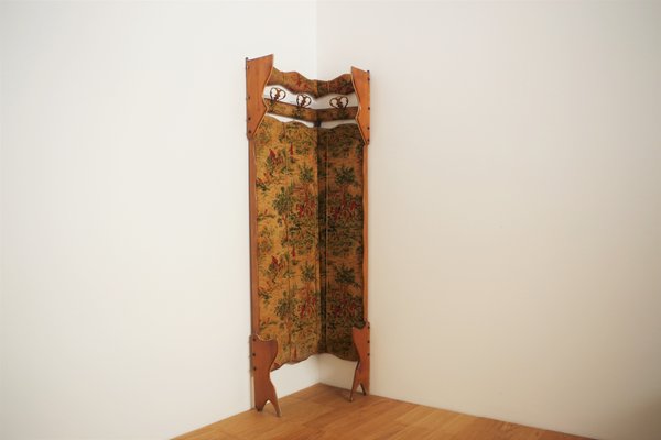 Beech & Velvet Corner Coat Rack, 1950s-KNM-863140