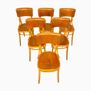 Beech Wood Bistro Chairs, Italy, 1950s, Set of 6-TOI-2043917