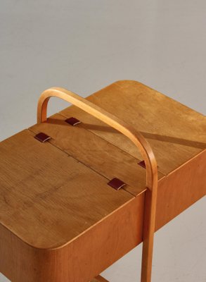 Beechwood and Leather Sewing Box attributed to Søren Hansen for Fritz Hansen, Denmark, 1933-WRF-1411167