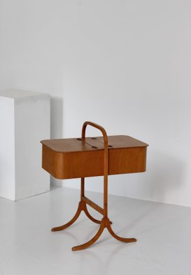 Beechwood and Leather Sewing Box attributed to Søren Hansen for Fritz Hansen, Denmark, 1933-WRF-1411167