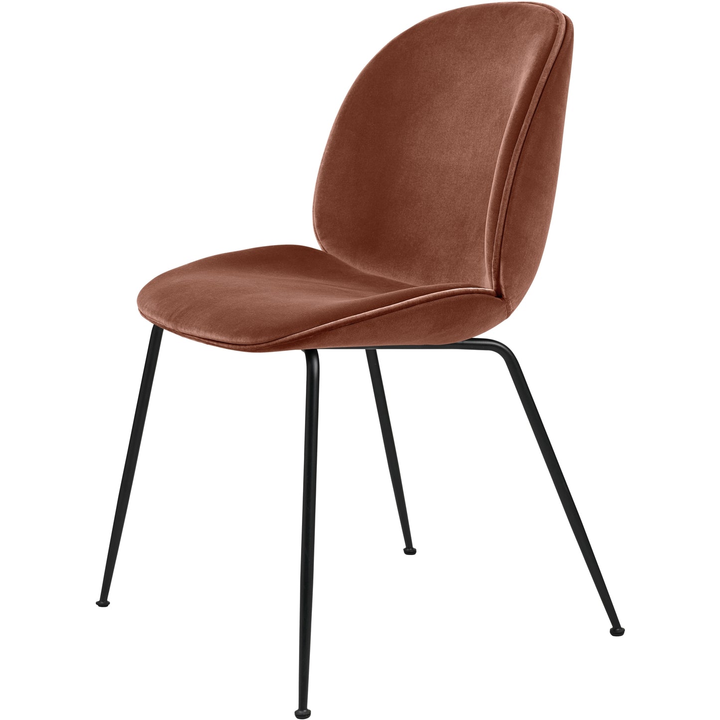 Beetle Dining Chair Upholstered Conic Base by GUBI #Matt Black/ Velvet 641 Rusty Red
