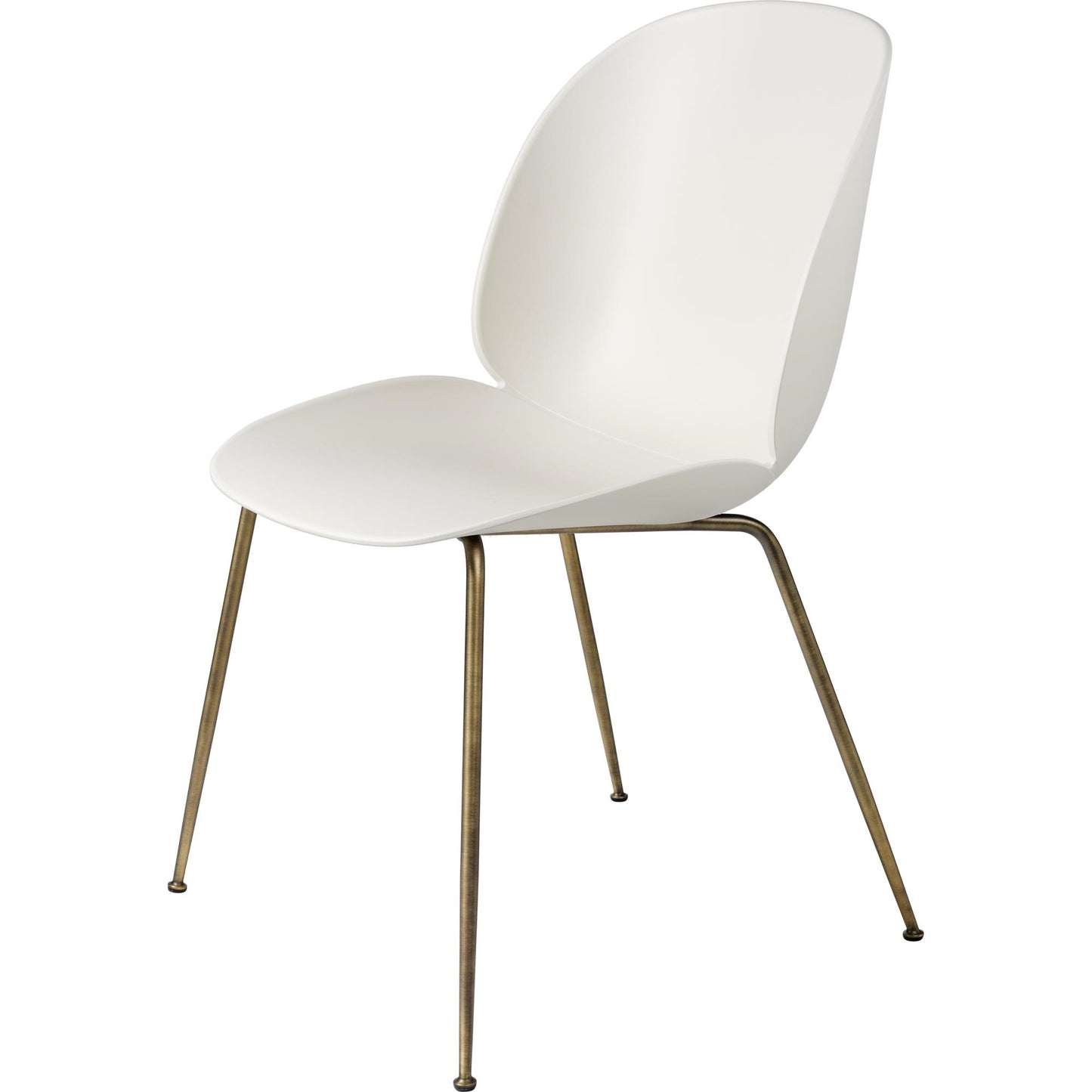 Beetle Dining Chair Conic Base Antique Brass by GUBI #Antique Brass/ Alabaster White
