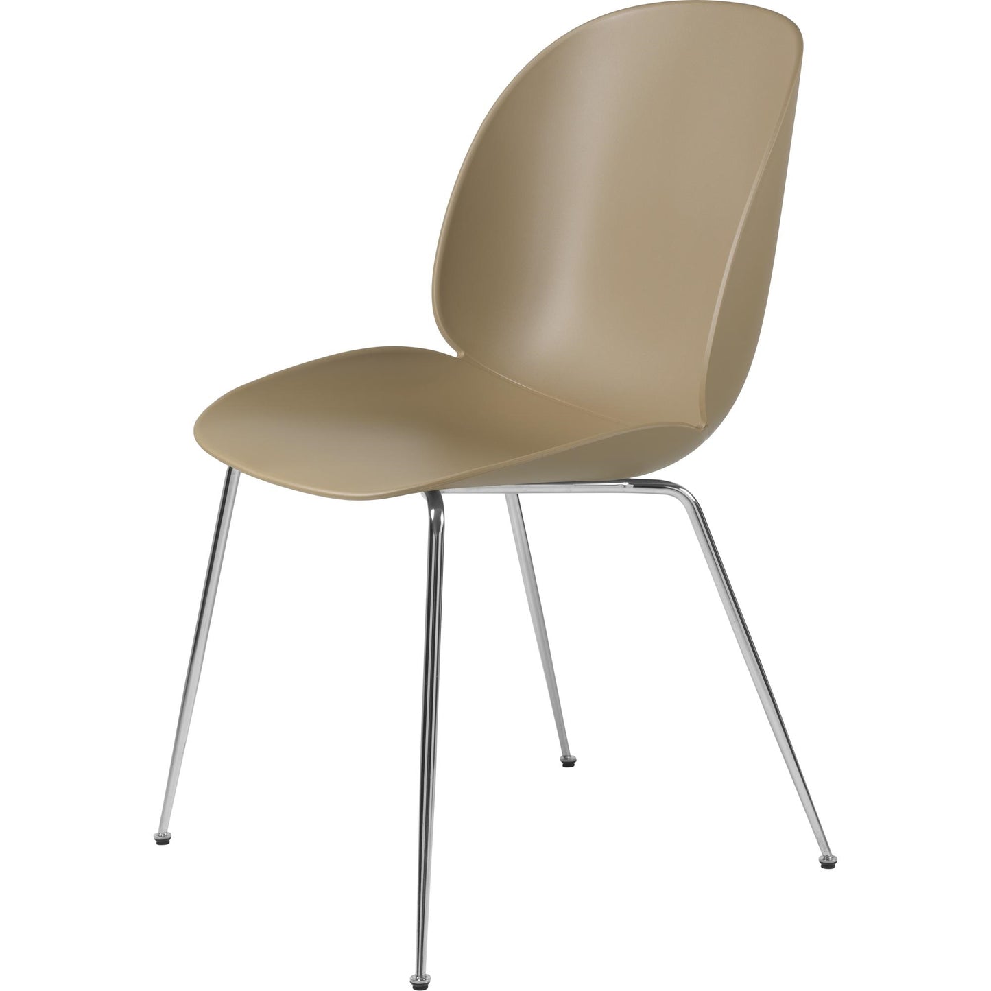 Beetle Dining Chair Conic Base Chrome by GUBI #Chrome/ Pebble Brown