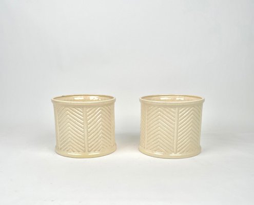 Beige Ceramic Vase by Tommaso Barbi, Italy, 1970s, Set of 2-LYQ-1171451