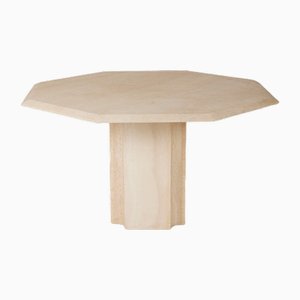 Beige Octagonal Travertine Table-QAC-2020257