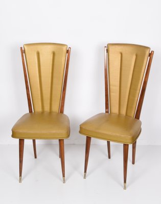 Beige Vinyl & Beech Upholstered Dining Chairs from N.F. Ameublement, 1950s, Set of 2-JDR-1125914