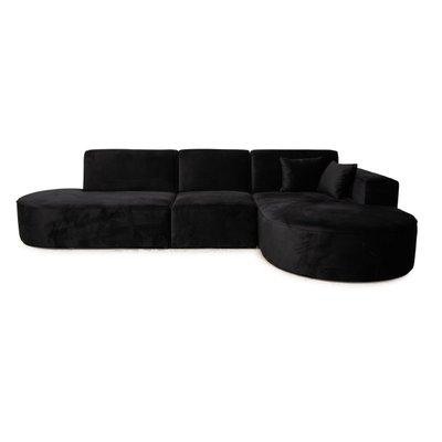 Belagio Corner Sofa with Chaise Longue in Black Velvet from IconX Studios-RQW-1748106