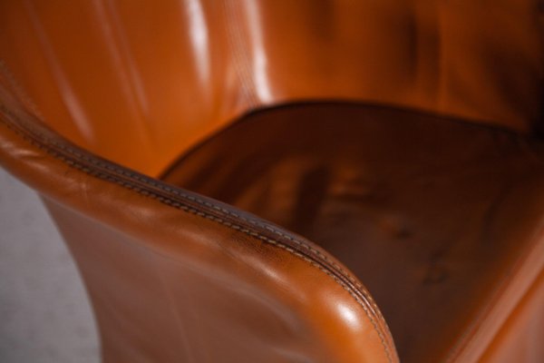 Belgian Armchair in Camel Leather from Durlet, 1980-KL-1406806