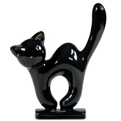 Belgian Art Deco Ceramic Cat Figurine, 1930s-GIW-1701996