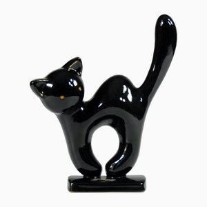 Belgian Art Deco Ceramic Cat Figurine, 1930s-GIW-1701996