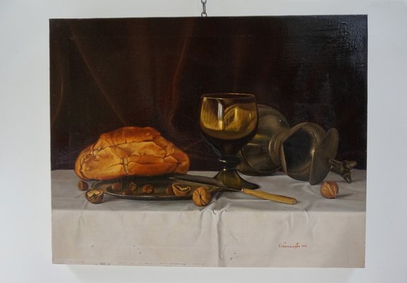 Belgian Artist, Still Life, 1983, Oil on Canvas Paintings, Set of 3-EA-1409125