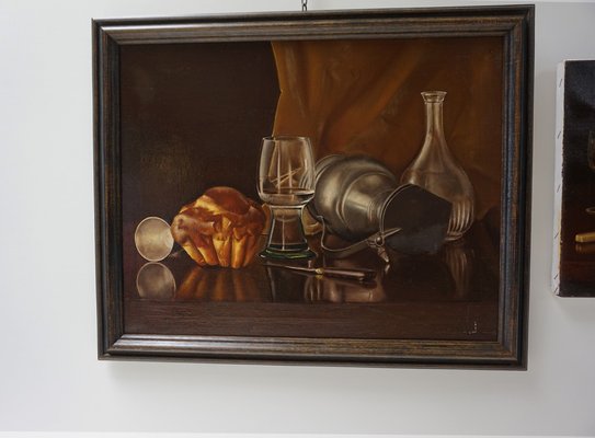 Belgian Artist, Still Lifes, 1984, Oil on Canvas Paintings, Framed, Set of 3-EA-1408891