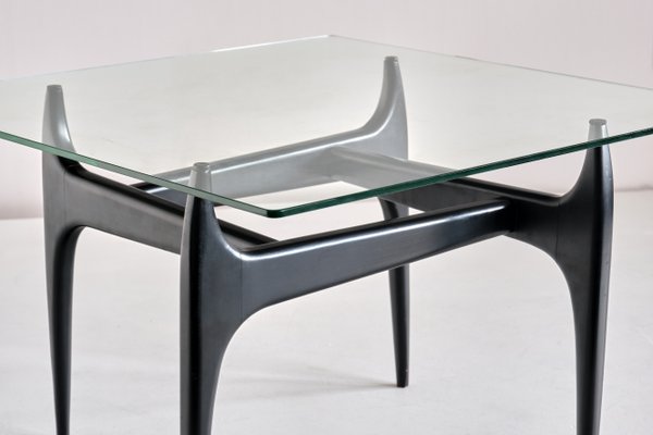 Belgian Black Lacquered Wood Coffee Table by Jos de Mey for Luxus, 1957-FMT-875912