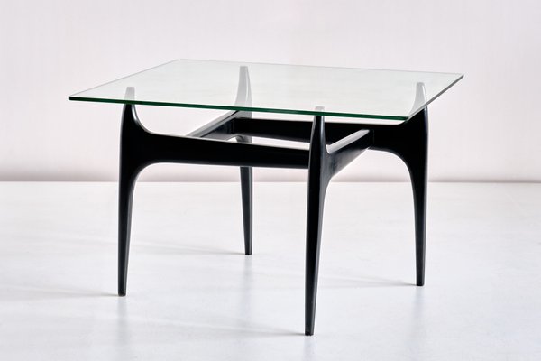 Belgian Black Lacquered Wood Coffee Table by Jos de Mey for Luxus, 1957-FMT-875912