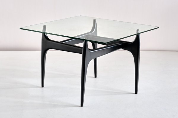 Belgian Black Lacquered Wood Coffee Table by Jos de Mey for Luxus, 1957-FMT-875912