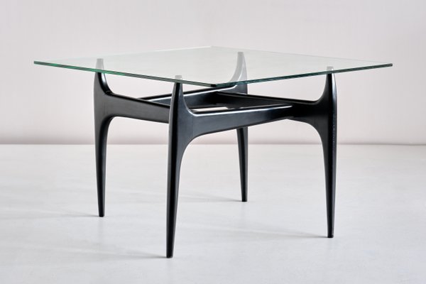 Belgian Black Lacquered Wood Coffee Table by Jos de Mey for Luxus, 1957-FMT-875912