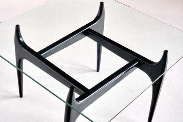 Belgian Black Lacquered Wood Coffee Table by Jos de Mey for Luxus, 1957-FMT-875912