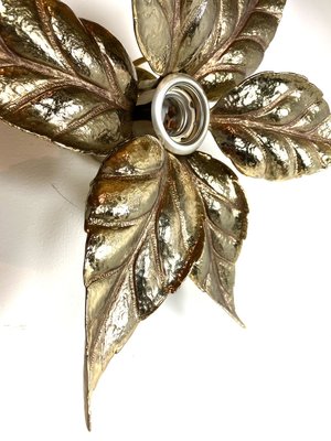 Belgian Brass Flower Wall Light by Willy Daro for Massive, 1970s-WZZ-890378