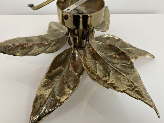 Belgian Brass Flower Wall Light by Willy Daro for Massive, 1970s-WZZ-890378