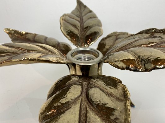 Belgian Brass Flower Wall Light by Willy Daro for Massive, 1970s-WZZ-890378