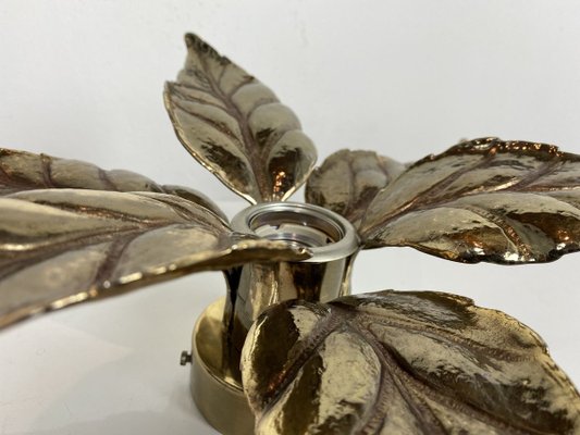 Belgian Brass Flower Wall Light by Willy Daro for Massive, 1970s-WZZ-890378