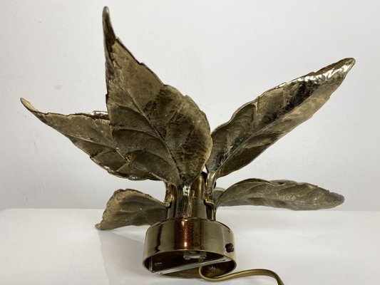 Belgian Brass Flower Wall Light by Willy Daro for Massive, 1970s-WZZ-890378