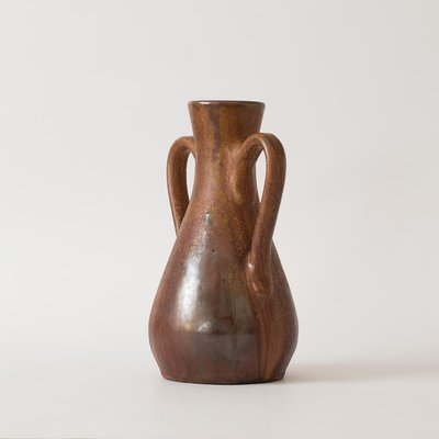 Belgian Brown Glazed Ceramic Vase by Pierre Biron, 1930s-IXK-1080262