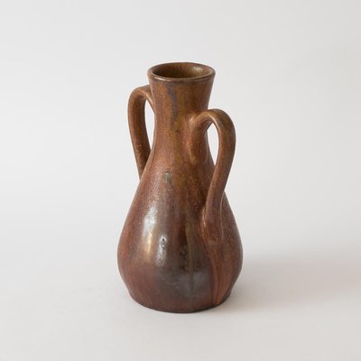 Belgian Brown Glazed Ceramic Vase by Pierre Biron, 1930s-IXK-1080262