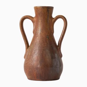 Belgian Brown Glazed Ceramic Vase by Pierre Biron, 1930s-IXK-1080262