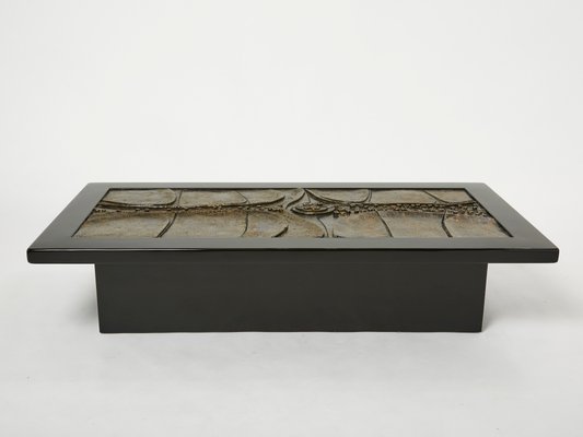 Belgian Brutalist Ceramic Lacquer Coffee Table by Pia Manu, 1970s-YJA-1254211