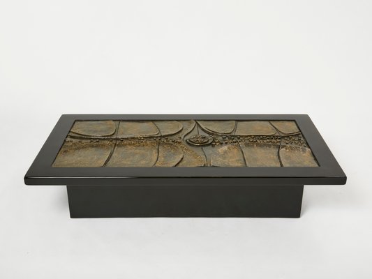 Belgian Brutalist Ceramic Lacquer Coffee Table by Pia Manu, 1970s-YJA-1254211