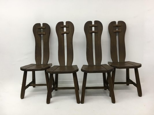 Belgian Brutalist Dining Chairs from De Puydt, 1970s, Set of 4-BGP-934895