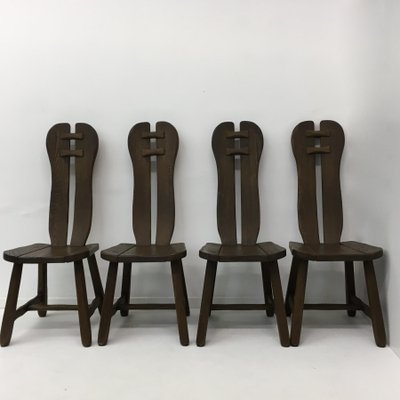 Belgian Brutalist Dining Chairs from De Puydt, 1970s, Set of 4-BGP-934895