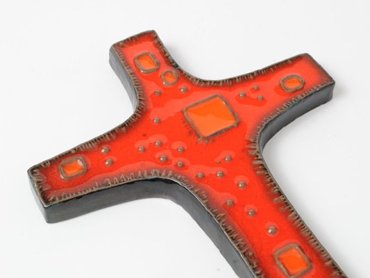 Belgian Ceramic Cross from Perignem, 1960s-IXK-937637