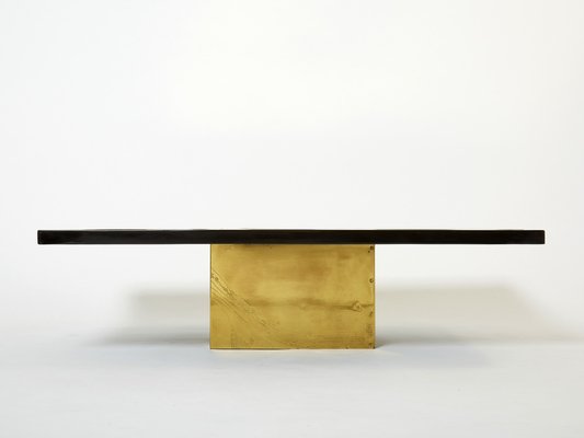 Belgian Etched Brass & Agate Coffee Table by Christian Krekels, 1979-YJA-1363514