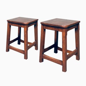 Belgian Hand Crafted Wooden Stools, 1940s, Set of 2-RQV-2033207