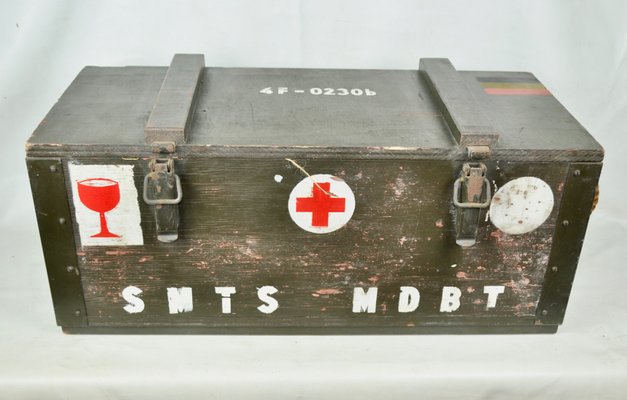 Belgian Military Wooden Box, 1960s-ROJ-550894