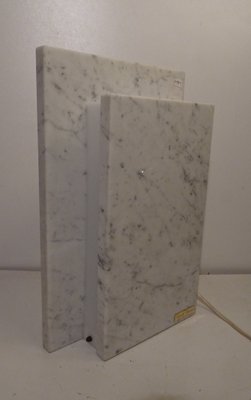 Belgian Square Carrara Marble Table Lamp by Camille Breesch, 1970s-AWL-1113475