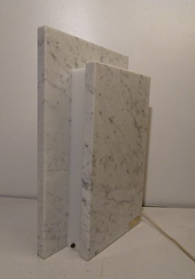 Belgian Square Carrara Marble Table Lamp by Camille Breesch, 1970s-AWL-1113475