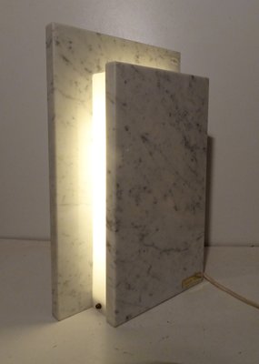 Belgian Square Carrara Marble Table Lamp by Camille Breesch, 1970s-AWL-1113475