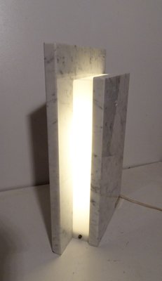 Belgian Square Carrara Marble Table Lamp by Camille Breesch, 1970s-AWL-1113475