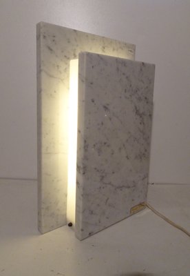 Belgian Square Carrara Marble Table Lamp by Camille Breesch, 1970s-AWL-1113475