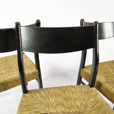 Belgian Straw Dining Chairs, 1950s, Set of 4-BH-946073