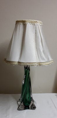 Belgian Table Lamp in Green Crystal Glass, 1970s-HOI-1756383