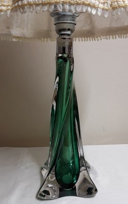 Belgian Table Lamp in Green Crystal Glass, 1970s-HOI-1756383