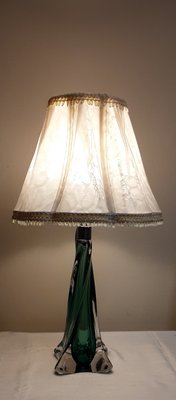 Belgian Table Lamp in Green Crystal Glass, 1970s-HOI-1756383