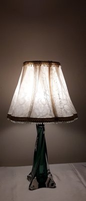 Belgian Table Lamp in Green Crystal Glass, 1970s-HOI-1756383