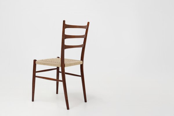 Belgian Teak Dining Chairs with Braided Rope Seat, 1960s, Set of 2-YSY-2041950