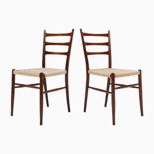 Belgian Teak Dining Chairs with Braided Rope Seat, 1960s, Set of 2-YSY-2041950